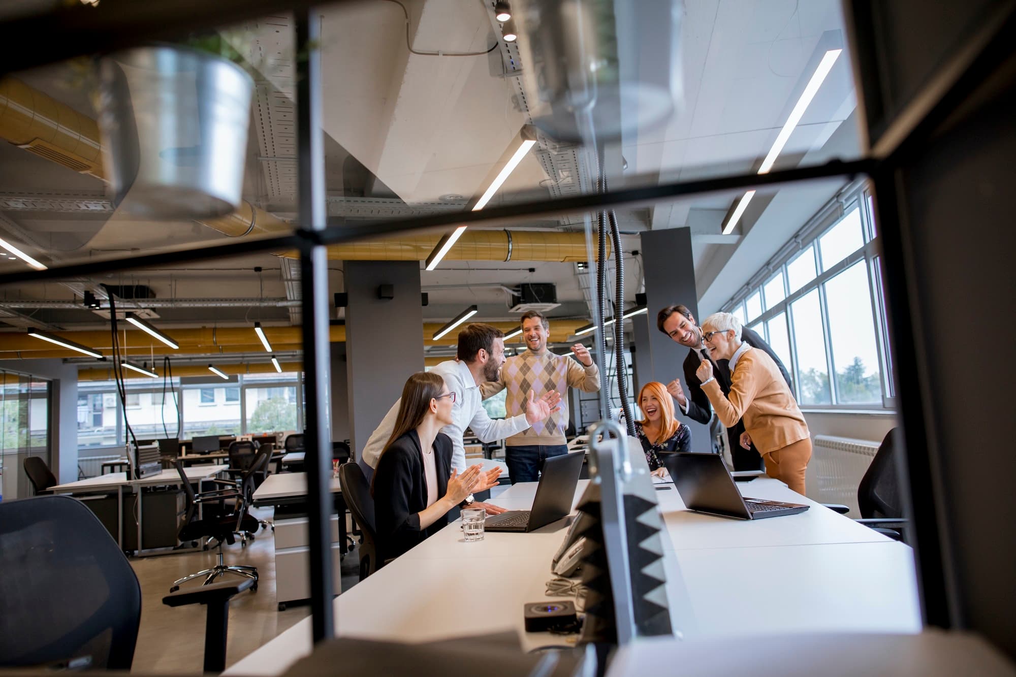 Team collaborating in office
